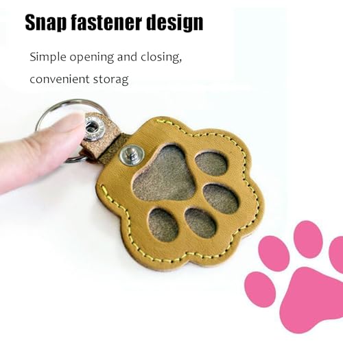 Cat & Dog Hair Keychain - Paw Shaped Leather Memorial Keepsake for Dog Cat Fur Storage, Pet Fur Keepsake Collector with Refillable Capsule (3PCS)