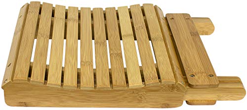 Sorbus Bamboo Folding Step Stool Bench - for Shaving, Shower Foot Rest, Bath Chair - Great for Bathroom, Spa, Sauna, Wooden Seat, Fully Assembled - 11.75" D x 12.25" W x 13.75" H Sorbus