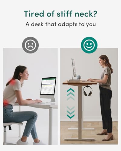 CubiCubi 63 x 28 Large Standing Desk, Height Adjustable Electric Computer Desk, 28" Deep Desktop, Sit Stand up Home Office Workstations with 4 Preset Heights, Light Rustic CubiCubi