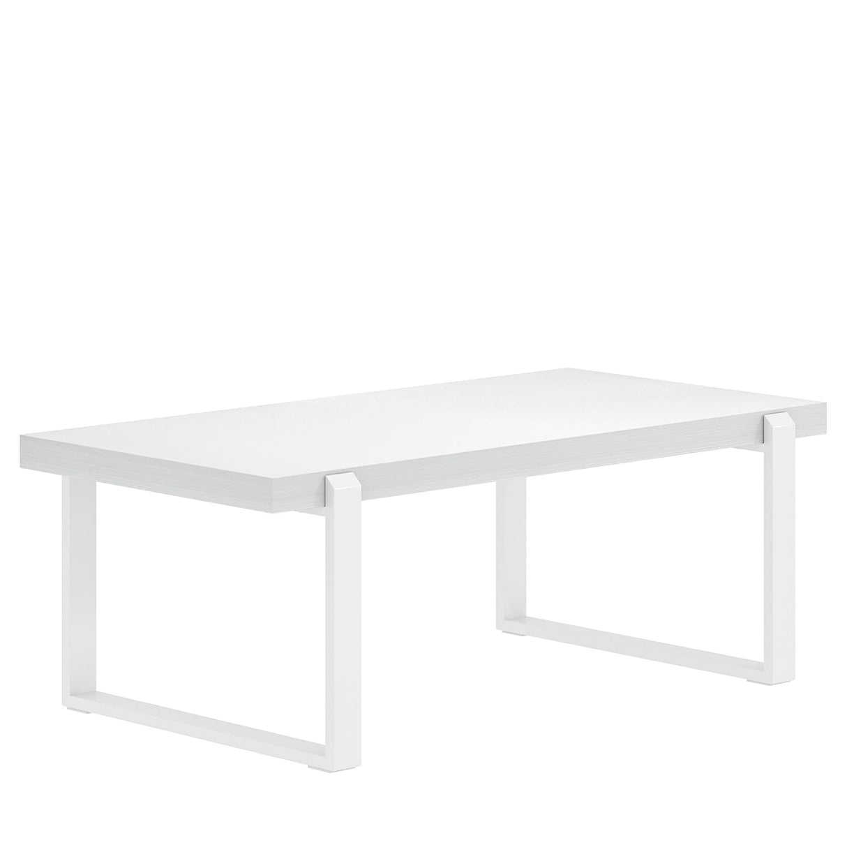 FOLUBAN White Coffee Table, Modern Rustic Wood and Metal Center Table, Rectangle Cocktail Tea Table for Living Room, 47 Inch FOLUBAN