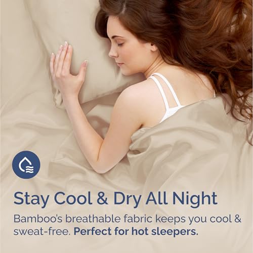 100% Rayon Derived From Bamboo - Bamboo Sheets Queen Size - Cooling Sheets for Queen - Ultra Soft, Breathable & Hotel Luxury Bedding - 1 Flat & 1 Fitted & 2 Pillowcases w/ 16 Inch Deep Pockets - Wheat CGK Unlimited