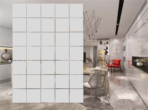 BMIDRUT 12Pcs White Hanging Room Divider,Wood-Plastic Room Divider DIY Panel Screens Partition Wall Dividers Room Decoration with All Accessories 11.4x11.4 Inch BMIDRUT