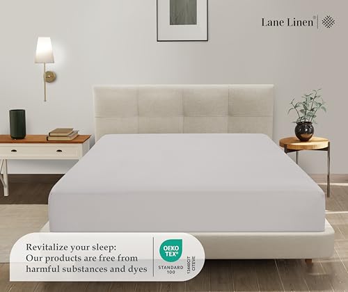 Twin Fitted Sheet Only - Classic Jersey Knit, 4 Way Elastic Stretch - 15" Deep Pocket Fitted Bottom Sheet Only - Ultra Soft, Easy Care & Stays Secure All Night - Hotel Inspired Home Sleep - White LANE LINEN