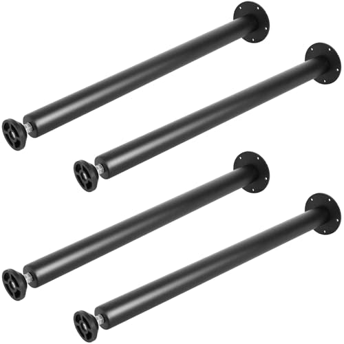 VEVOR 28 Inch Adjustable Desk Legs, Reinforced Steel Office Table Furniture Legs Set of 4 for DIY, 1200 lbs Load Capacity Heavy Duty Desk Legs, Quick Instalation Legs with Adjustable Foot Cup Black VEVOR
