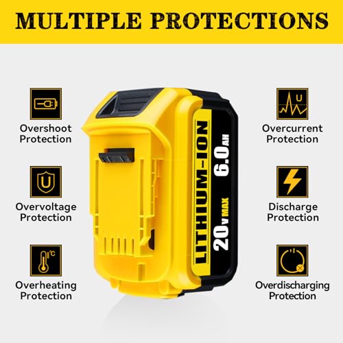 DCB200 6.0Ah 2Pack Battery Replacement for Dewalt 20V Max Battery Lithium Ion Compatible with Dewalt Battery DCB204 DCB206 DCB201 DCB203 DCD DCF DCG Series Cordless Power Tools WoodArtSupply