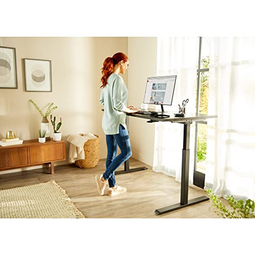 Realspace® Magellan 60"W Pneumatic Height-Adjustable Standing Desk, Espresso Realspace