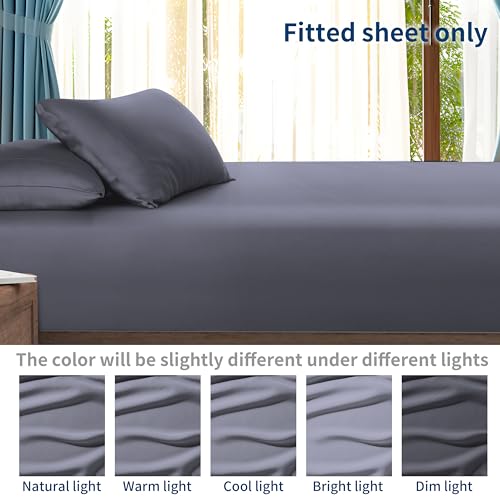 2 Pack Bamboo Viscose Cooling Fitted Sheet Twin XL Size Only, 400 Thread Count, 16" Deep Pocket Cooling Bottom Sheets for Hot Sleeper, Silky Soft Breathable (Twin XL, Dark Grey Zaizaihome