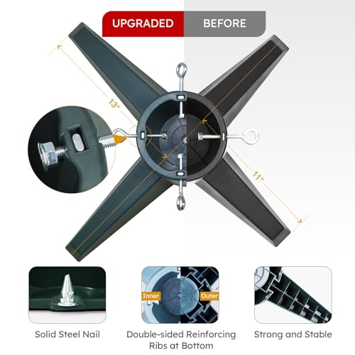 HarcoHome Live Christmas Tree Stand - 8ft Real & Artificial Tree Fit, Sturdy Green Christmas Tree Holder with Spike HarcoHome