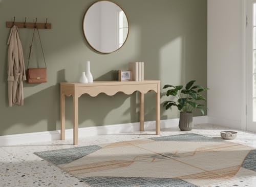 Meridian Furniture 99041Natural-S Fiora Collection Modern | Contemporary Console Table with Rich Natural Finish, Scalloped Aprons, 54" W x 16" D x 30" H, Natural Meridian Furniture