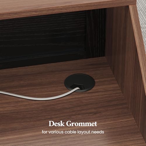 Reception Desk with Counter, Front Desk with Storage Cabinet and Drawer, 47 inch Modern Retail Counter with Cable Grommet for Checkout, Barber, Beauty Salon, Home Office ANGRYWIN