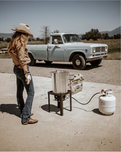 GasOne 30QT Turkey Fryer and 10QT Fish Fryer Set, Seafood Boil Steamer, Crawfish Boiler, Outdoor Cooker for Crab, Shrimp, Lobster, Complete Black Fryer Kit for Holiday and Seasonal Cooking Gas One