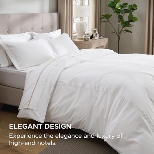 Bedsure Luxury Hotel Duvet Cover King Size, 100% White Cotton Rope Weave Bedding Set, Includes 1 Duvet Cover 104x90 Inches with Hidden Zipper & 2 Pillow Shams, Comforter Sold Separately Bedsure