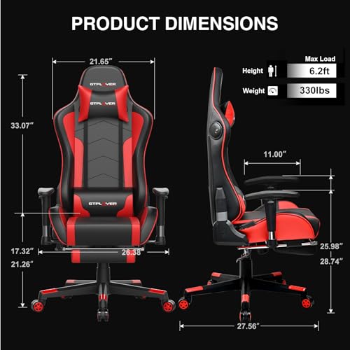GTPLAYER Gaming Chair with Footrest Speakers Video Game Chair Bluetooth Music Heavy Duty Ergonomic Computer Office Desk Chair GTPLAYER