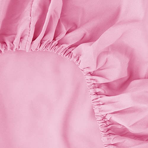 Ghooss Pink Bed Sheet Set with Deep Pocket,Super Soft Microfiber Bedding-Breathable,Warm,Wrinkle,Fade Free,4 Piece Bedding Sheet Sets(Queen,Pink) Ghooss