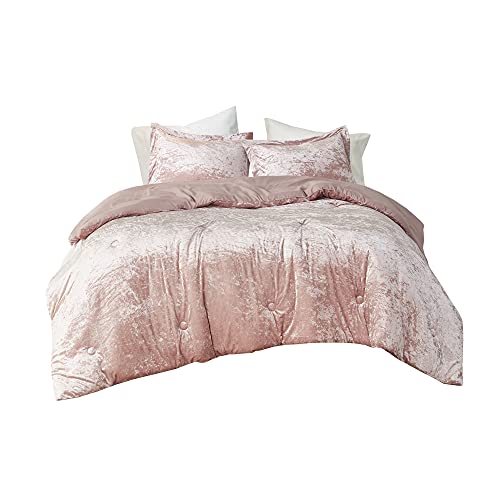 Comfort Spaces Juliette Luxe Comforter Set Velvet Lush with Soft Brushed Microfiber Reverse, All Season Cozy Velvet Bedding Sets, Fluffy Comforter Bed Set, Matching Sham, Blush Full/Queen 3 Piece Comfort Spaces