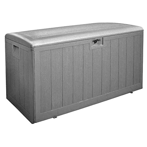 Plastic Development Group 130 Gallon Multipurpose Outdoor Backyard Patio Storage Deck Box Container with Soft Close Lid, Gray Plastic Development Group