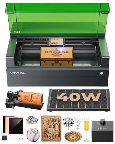 xTool S1 40W Laser Cutter and Laser Engraver for Tumblers, 23.93" x 15.16" Bed Size, 600mm/s Speed, Laser Engraving Machine, Laser Engraver for Wood and Metal, Acrylic, Big Project - Rotary Bundle xTool