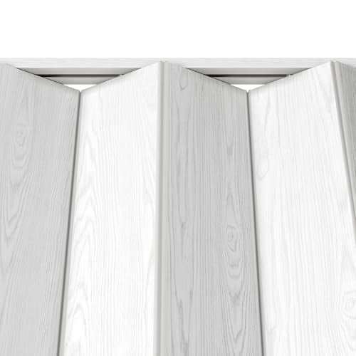 48" W Premium Foldable Accordion Doors, Double Walled Heavy Duty Folding Doors for Interior, Privacy Room Divider, White Oak Techni Home