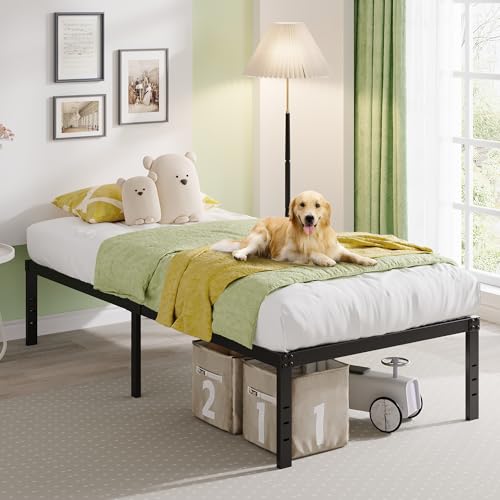 EMODA 16 Inch Platform Twin XL Bed Frames No Box Spring Needed, Heavy Duty MetalBed Frame, Noise Free, Easy Assembly, Black EMODA