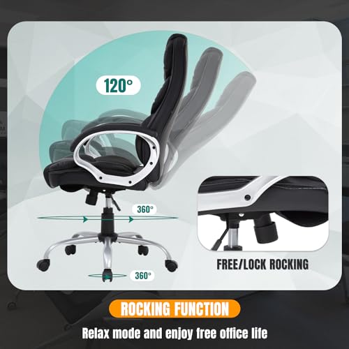 Office Chair Desk Ergonomic Swivel Executive Adjustable Task Computer High Back Stool with Back Support in Home BestOffice