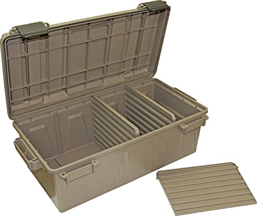 MTM ACDC30, Divided Ammo Crate Utility Box, Water- Resistant, Stackable, Snap Latch, USA Made, Dark Earth MTM