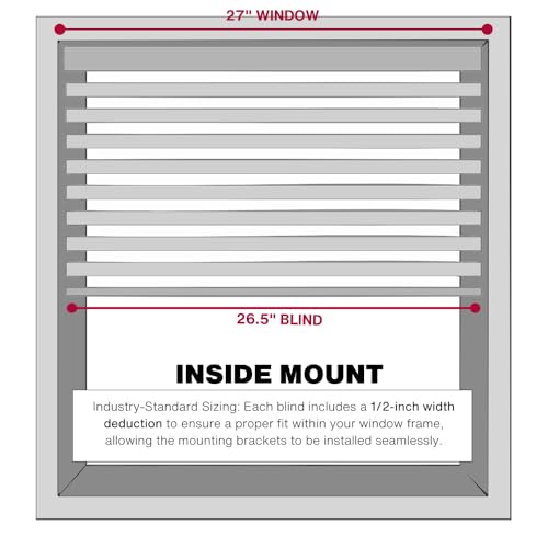 Lotus & Windoware Cordless, 2 Inch Faux Wood Blind, 27" Wide x 54" Long, Window Blinds, Blinds & Shades, Blinds for Indoor Windows, Smooth, Bright White - 27" x 54",Bright White LOTUS & WINDOWARE