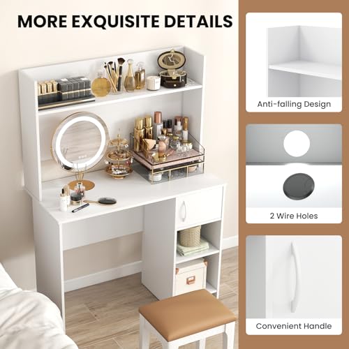 Tangkula Computer Desk with Hutch, Home Office Desk with Raised Display Shelf & 2 Open Shelves, Cabinet with Door, Cable Management Holes, Modern Laptop PC Desk, Study Writing Desk for Bedroom Tangkula