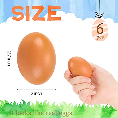 6 PCS Fake Eggs Easter Eggs for Craft Nest Eggs Brown Wooden Eggs for Laying Chickens YunKo
