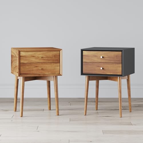 Nathan James Harper Modern Nightstand Side Accent or End Table with Storage Drawer, 1, Black/Brown Nathan James