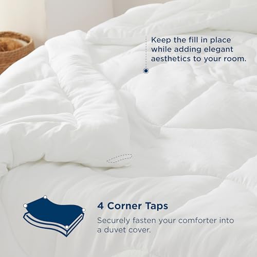 Bedsure Full Size Comforter - Comforter Full for All Season, Ultra-Soft Quilted Down Alternative Duvet, Blanket for Bed, Prewashed Duvet Insert with 4 Tabs, Machine Washabl, White, 86x82 in Bedsure