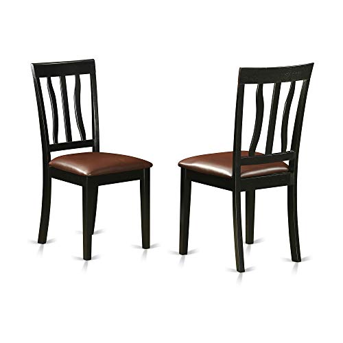 East West Furniture PLAN7-BCH-LC 7 Piece Dining Table Set Consist of an Oval Dining Room Table with Butterfly Leaf and 6 Faux Leather Upholstered Chairs, 42x78 Inch, Black & Cherry East West Furniture