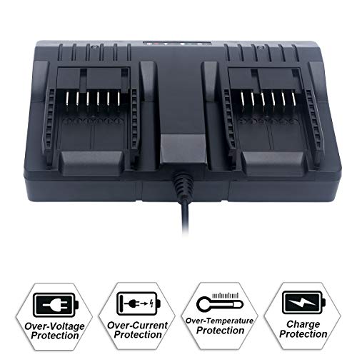 Elefly 20V Dual Port WA3875 Charger Compatible with Worx 18V/20V Lithium Battery WA3578 WA3525 WA3520 WA3575 WA3512 WA3770 WA3881 WA3742 ELEFLY