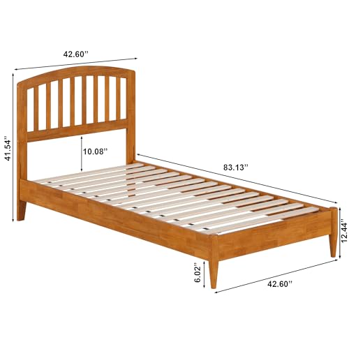 AFI, Quincy Twin XL Solid Wood Low Profile Platform Bed, Light Toffee AFI