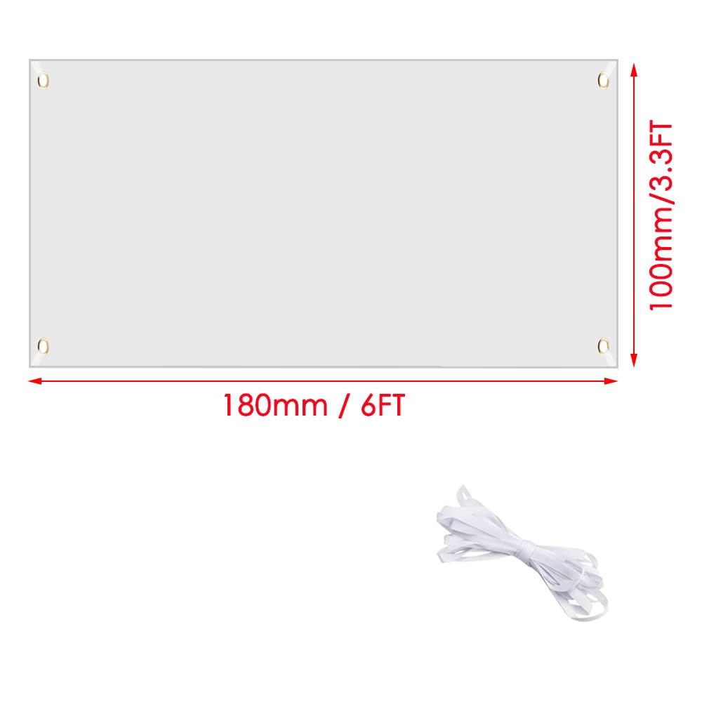 2 Sets 3.3 x 6 Ft Paintable Polyester Blank Banner, Blank Banner Signs, Blank Polyester Cloth Banner with Hanging Rope for Indoor Outdoor Decor (White) Wzttdm