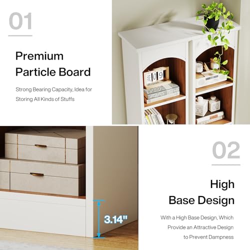 Tribesigns Narrow 5-Tier Bookcase - 70.9-Inch Tall White & Oak Corner Display Shelves Tribesigns