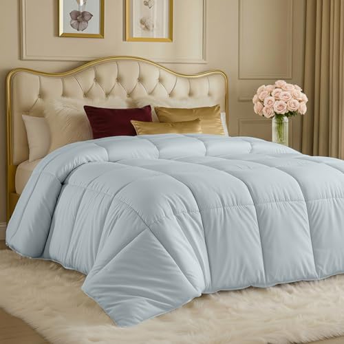 Utopia Bedding Comforters Twin Size, All Season Duvet Insert, Down Alternative Box Stitched Bed Comforter with Corner Tabs, Machine Washable (Light Grey) Utopia Bedding
