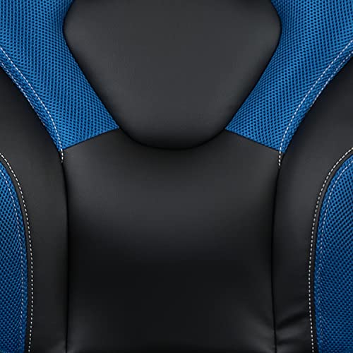 Flash Furniture X10 High-Back LeatherSoft Racing Style Gaming Chair with Flip-Up Arms, Ergonomic Padded Swivel Computer Chair, Blue/Black Flash Furniture