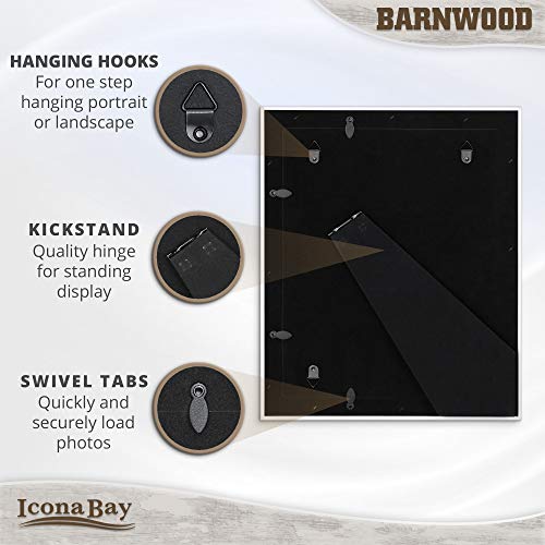 Icona Bay 8x10 Pony Gray Picture Frame, Country Rustic Style 8 x 10 Photo Frame, Table Top or Wall Mount, Barnwood Collection Icona Bay