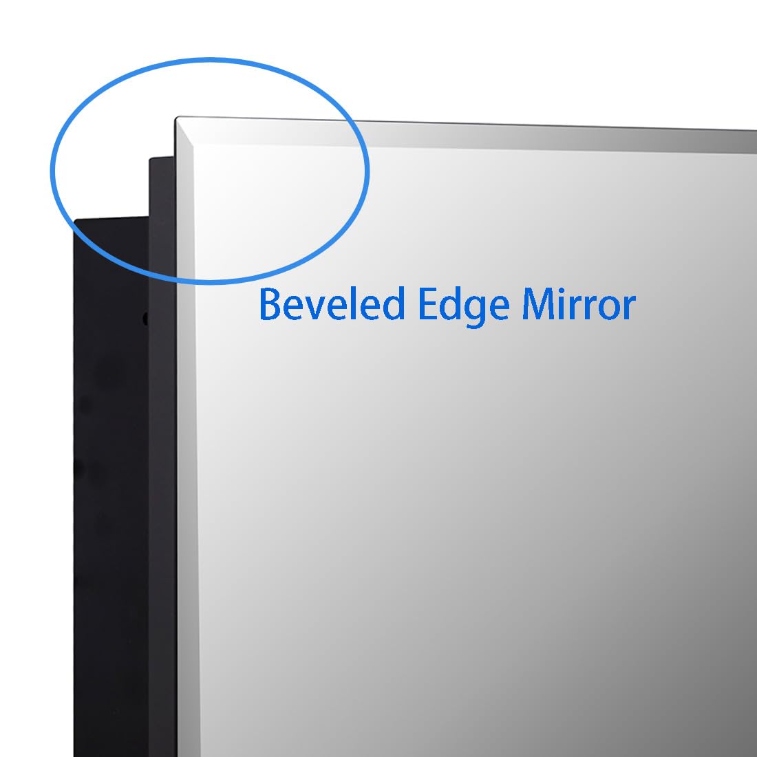 IDYLLOR Black Bathroom Medicine Cabinet with Beveled Edge Mirrored Door 16 x 22 inch, Recessed or Surface Mount, with Adjustable Glass Shelves IDYLLOR