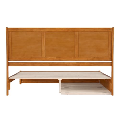 AFI, Andorra King Platform Bed with Panel Footboard & Twin XL Trundle, Light Toffee AFI