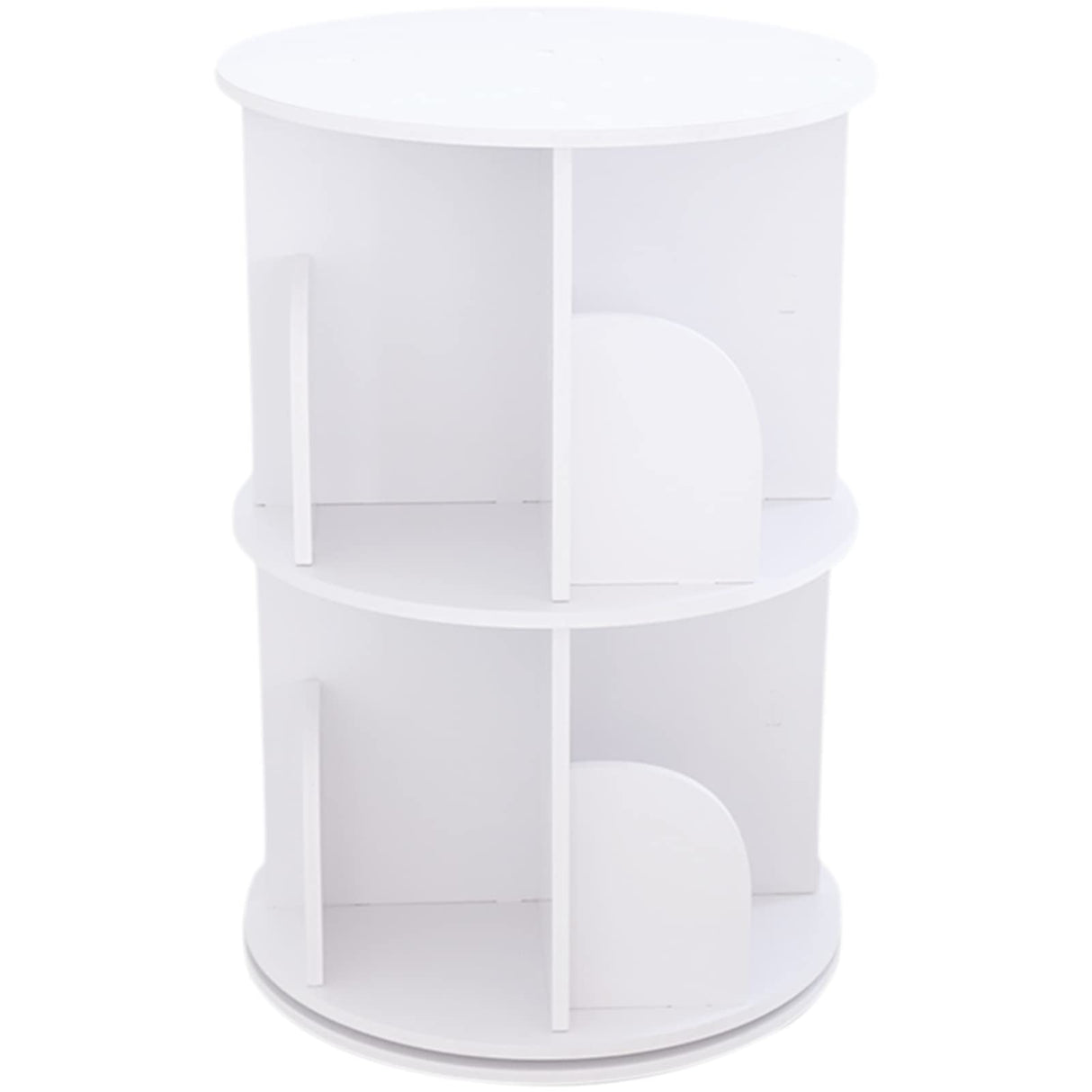 Bacacoo 2-Tier 360° Rotating Bookshelf - Stylish White Freestanding Storage Organizer Bacacoo