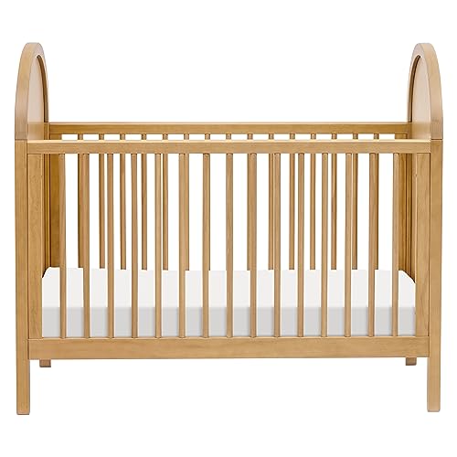 babyletto Bondi Cane 3-in-1 Convertible Crib with Toddler Bed Conversion Kit in Honey with Natural Cane, Greenguard Gold Certified babyletto