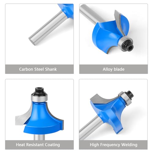 Router Bits Set of 15 Pieces 1/4 Inch Woodwork Tools for Beginners,Chamfer Router Bits for Woodworking on Wood Chamfer Router Bits for Woodworking on Wood (1/4 inch Shank, 15 Pieces) JGZUI