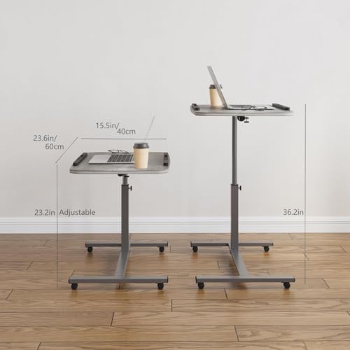 LINGMI Laptop Table Mobile Adjustable Height Portable Desk Notebook Swivel PC Computer Rolling Desk with Wheels, Laptop Stand for Couch Bedside Hospital Bed Table LINGMI