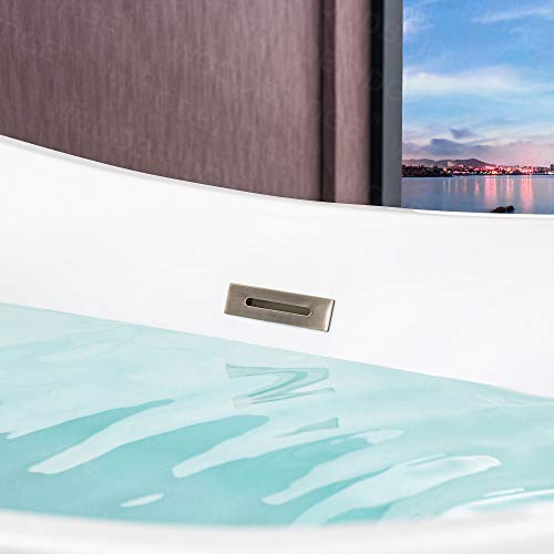 WOODBRIDGE 67" Acrylic Freestanding Bathtub Contemporary Soaking Tub with Brushed Nickel Overflow Overflow and Drain,White,B0010-BN WOODBRIDGE
