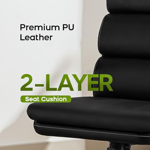 Drafting Chair Tall Office Chair with Padded Flip-up Armrests Executive Ergonomic Computer Standing Desk Chair with Comfortable Leather Backrest and Adjustable Footrest Ring (Black) amseatec