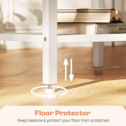 SUPERJARE Nightstand with Charging Station, Bed Side Table with Adjustable Fabric Drawer, Night Stand for Bedroom, 3-Tier Storage End Table, for Living Room, White SUPERJARE