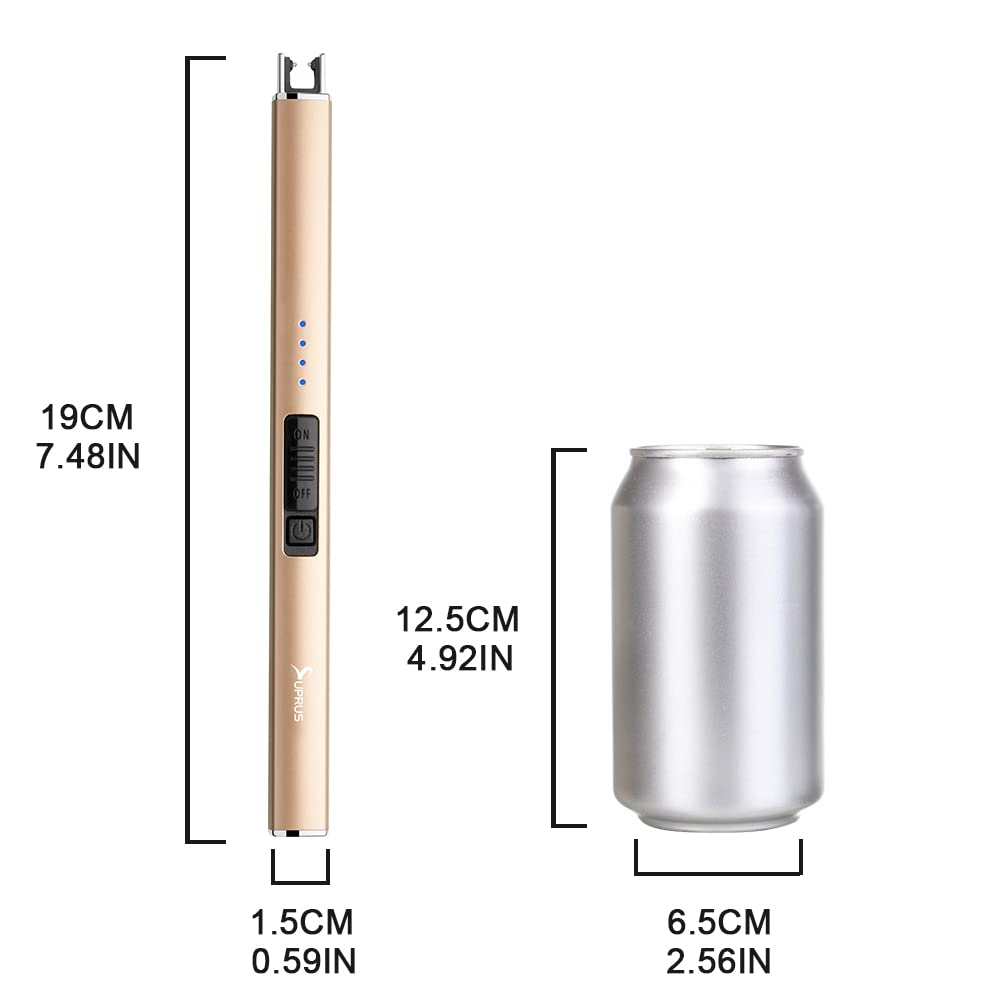 SUPRUS Electric Lighter Arc Windproof Flameless USB Lighter Rechargeable Lighter with Safety Lock for Candle BBQ Camping (champagne Gold) SUPRUS