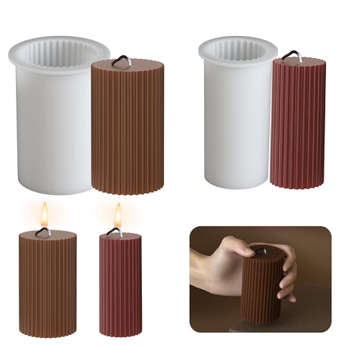 2 Pack Pillar Gear Shape Column Candle Resin Mold - Resin Casting Silicone Molds for Home Decor & Candle Making Wave Spiral Mold