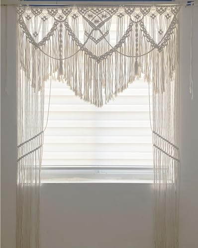 Youngeast Boho Curtains Large Macrame Curtain Macrame Wall Hanging Woven Window Curtains Wedding Backdrop Room Divider Bed Headboard Youngeast